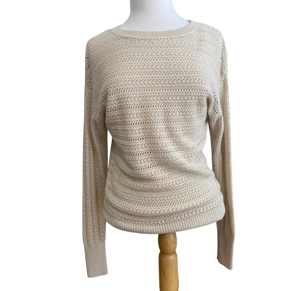 Reitmans Crochet Knit Neutral nude/Beige nude Pullover Sweater Womens size small
